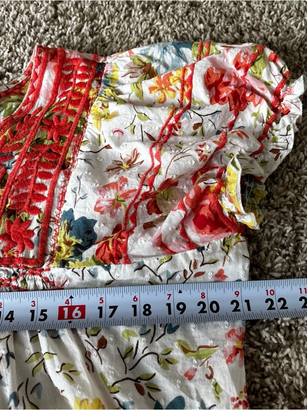 Sister Mary Coral Embroidered Floral Blouse - White with Multi Floral Was sz S/M - Picture 6 of 7